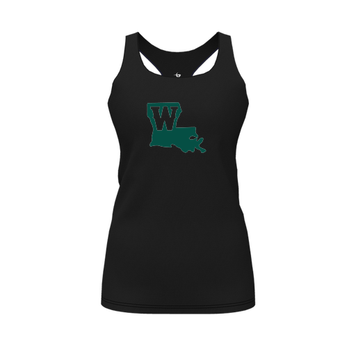 [CUS-DFW-RCBK-PER-BLK-FYS-LOGO2] Racerback Tank Top (Female Youth S, Black, Logo 2)
