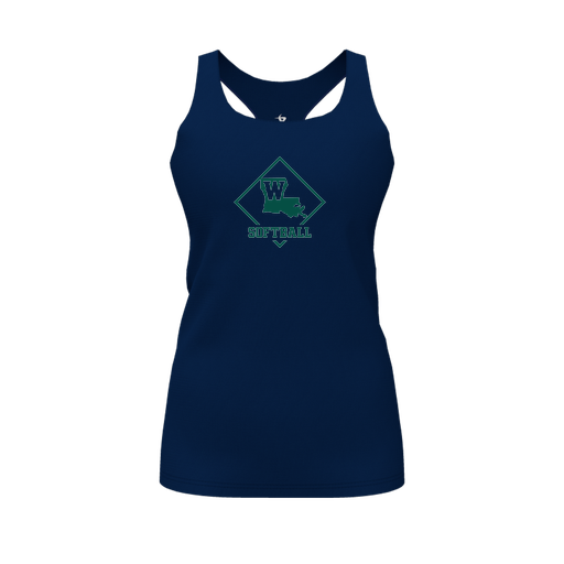 [FT0TRBNV-FYS-LOGO1] Decker Racerback Tank Top (Female Youth S, Navy, Logo 1)