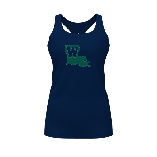 [CUS-DFW-RCBK-PER-NVY-FYS-LOGO2] Racerback Tank Top (Female Youth S, Navy, Logo 2)