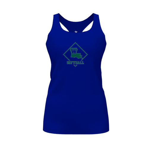 [CUS-DFW-RCBK-PER-RYL-FYS-LOGO1] Racerback Tank Top (Female Youth S, Royal, Logo 1)