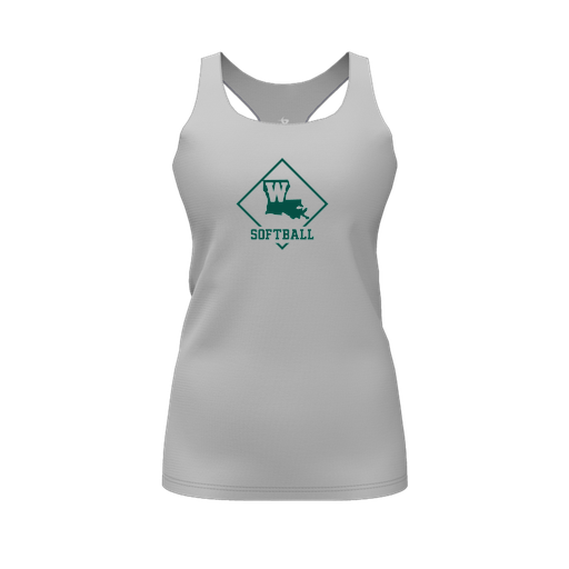 [CUS-DFW-RCBK-PER-GRY-FYS-LOGO1] Racerback Tank Top (Female Youth S, Gray, Logo 1)