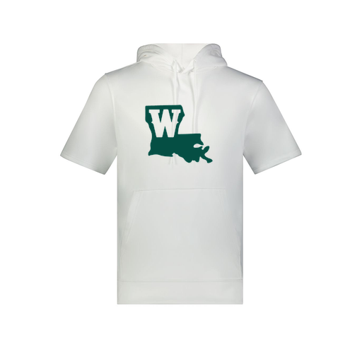 [6871.005.S-LOGO2] Men's Dri Fit Short Sleeve Hoodie (Adult S, White, Logo 2)