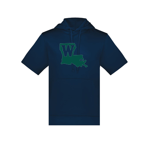 [6871.065.S-LOGO2] Men's Dri Fit Short Sleeve Hoodie (Adult S, Navy, Logo 2)