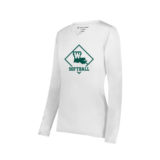 [222824.005.S-LOGO1] Ladies LS Smooth Sport Shirt (Female Adult S, White, Logo 1)