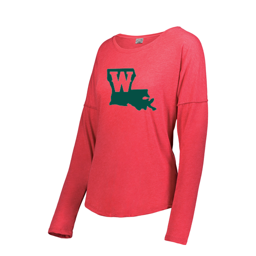 [FTLCUBRD-FAS-LOGO2] Decker Women's Tri-Blend T-Shirt - Long Sleeve (Female Adult S, Red, Logo 2)