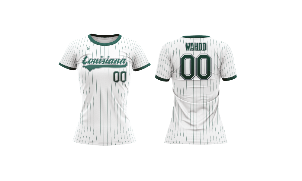 Louisiana Wahoo Softball - White Pinstripe Crew Neck Jersey (2026)